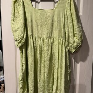 ASOS Green Puff Sleeve Smocked Mini Dress